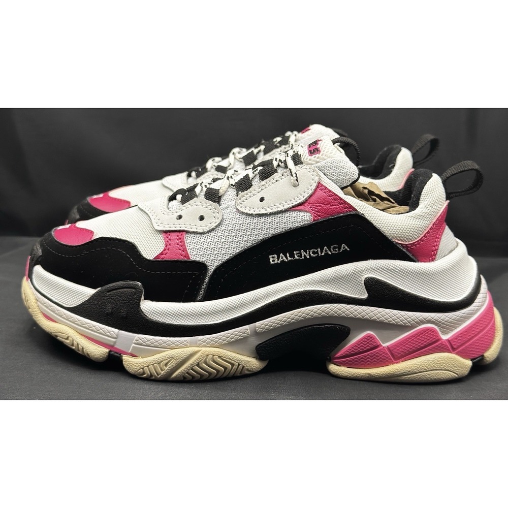 Balenciaga Triple S Sneakers White Black Pink Chunky Dad Shoes Size 37 - Picture 4 of 9